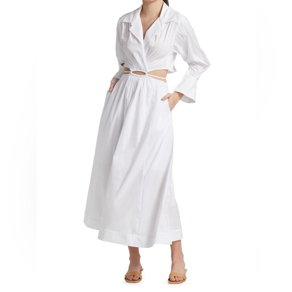 White Cut Out Cotton Dress 4